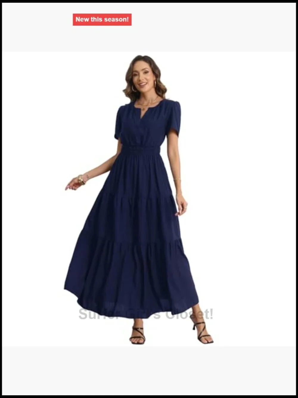 Casual Maxi Dress with Pockets Short Sleeve V-Neck Fit & Flare - Picture 2 of 7